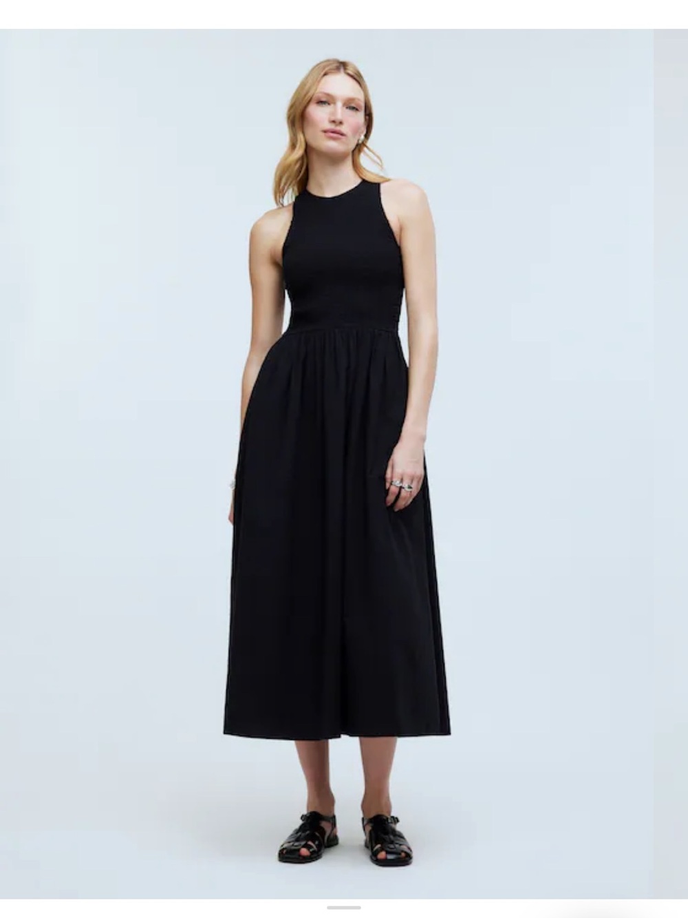 Madewell The Melody Smocked Midi Dress black size small